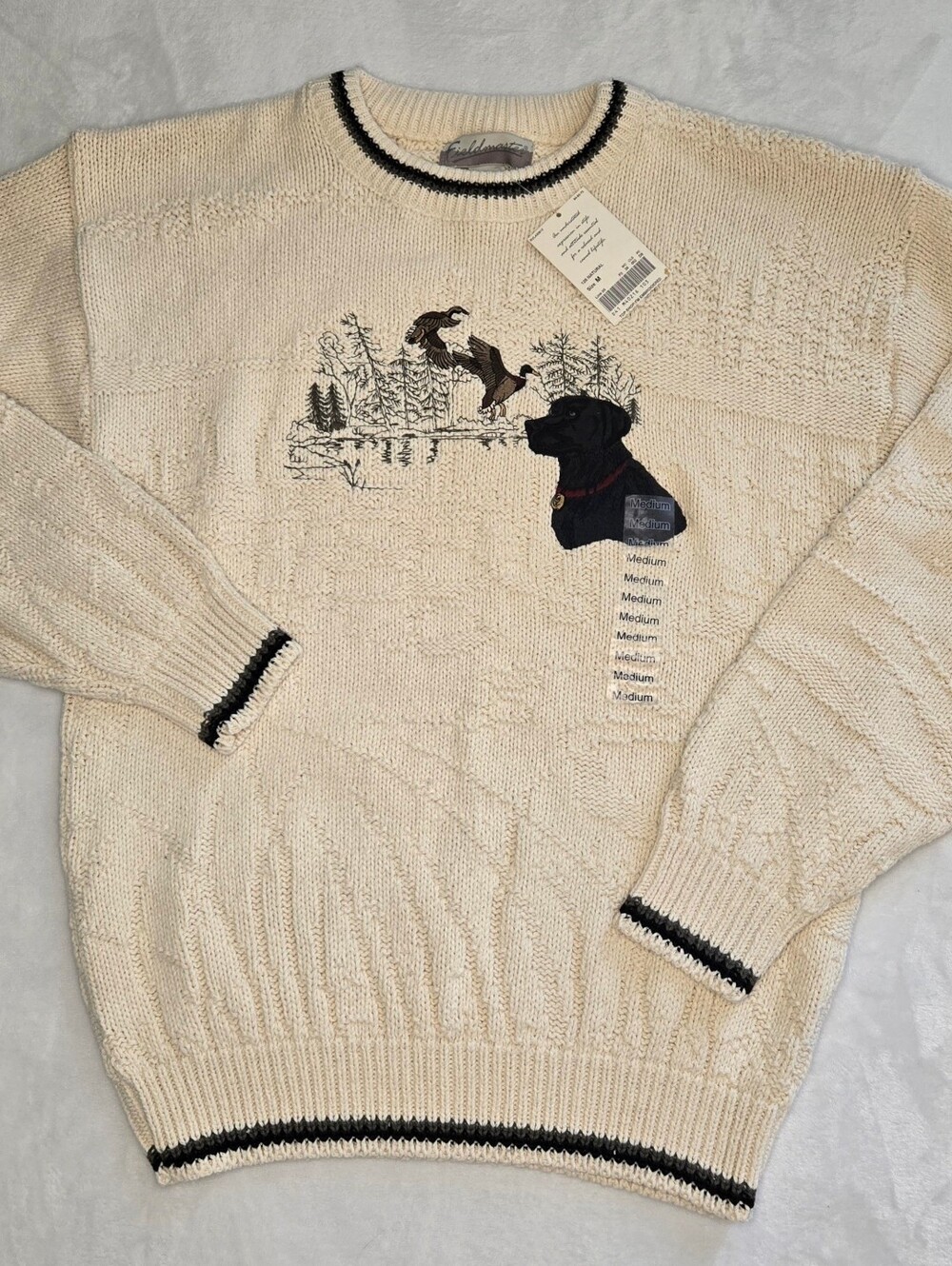 Fieldmaster NWT 90's Vntg Embroidered Hunting Dog Ducks Crewneck Knit Sweater M